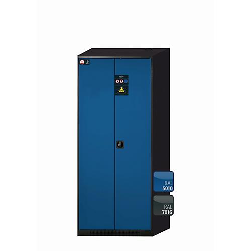 Chemikalienschrank asecos CS-CLASSIC, Flügeltüren, Front Enzianblau, B 810 x T 520 x H 1950 mm