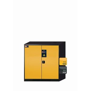 Chemikalienschrank asecos CS-CLASSIC, Flügeltüren, Front Sicherheitsgelb, B 1055 x T 520 x H 1105 mm Chemikalienschrank asecos CS-CLASSIC, Flügeltüren, Front Sicherheitsgelb, B 1055 x T 520 x H 1105 mm