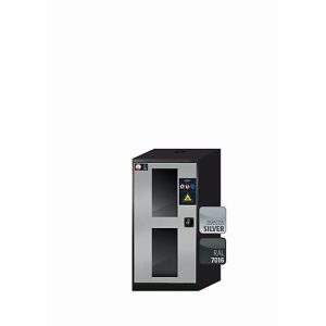 Chemikalienschrank asecos CS-CLASSIC-G, Flügeltür mit Glasausschnitt, Anschlag links, Front asecos Silber, B 545 x T 520 x H 1105 mm Chemikalienschrank asecos CS-CLASSIC-G, Flügeltür mit Glasausschnitt, Anschlag links, Front asecos Silber, B 545 x T 520 x H 1105 mm