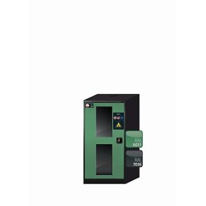 Chemikalienschrank asecos CS-CLASSIC-G, Flügeltür mit Glasausschnitt, Anschlag links, Front Resedagrün, B 545 x T 520 x H 1105 mm Chemikalienschrank asecos CS-CLASSIC-G, Flügeltür mit Glasausschnitt, Anschlag links, Front Resedagrün, B 545 x T 520 x H 1105 mm