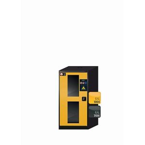 Chemikalienschrank asecos CS-CLASSIC-G, Flügeltür mit Glasausschnitt, Anschlag links, Front Sicherheitsgelb, B 545 x T 520 x H 1105 mm Chemikalienschrank asecos CS-CLASSIC-G, Flügeltür mit Glasausschnitt, Anschlag links, Front Sicherheitsgelb, B 545 x T 520 x H 1105 mm