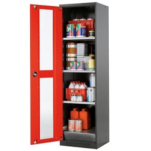 Chemikalienschrank Asecos CS-CLASSIC-G, Flügeltür und Glasausschnitt, 3 Böden, H 1950 mm, verkehrsrot Chemikalienschrank Asecos CS-CLASSIC-G, Flügeltür und Glasausschnitt, 3 Böden, H 1950 mm, verkehrsrot