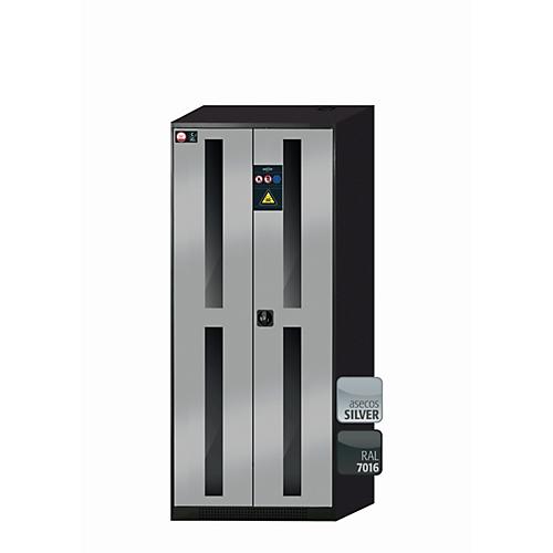 Chemikalienschrank asecos CS-CLASSIC-G, Flügeltüren mit Glasausschnitt, Front asecos Silber, B 810 x T 520 x H 1950 mm