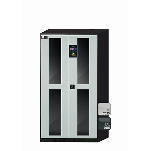 Chemikalienschrank asecos CS-CLASSIC-G, Flügeltüren mit Glasausschnitt, Front Lichtgrau, B 1055 x T 520 x H 1950 mm