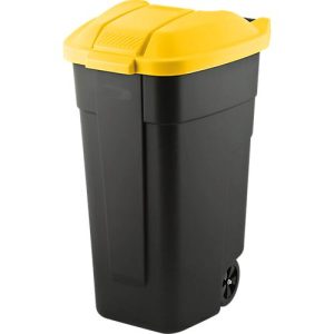 Container mit Deckel, anthrazit, Deckel gelb