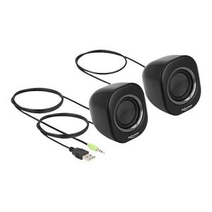 Delock Mini – Lautsprecher – für PC – 2 Watt (Gesamt) – Grau, Schwarz Delock Mini – Lautsprecher – für PC – 2 Watt (Gesamt) – Grau, Schwarz