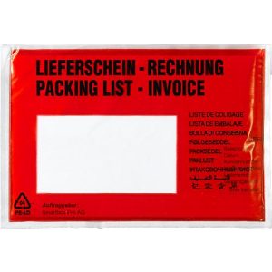 Dokumententaschen, DIN C6, 175 x 110, 1000 Stück, Lieferschein-Rechnung Dokumententaschen, DIN C6, 175 x 110, 1000 Stück, Lieferschein-Rechnung