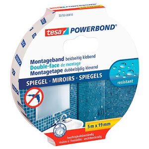 Doppelseitiges Klebeband tesa Powerbond®, 5 m x 19 mm, für Spiegel im Innenbereich bis 700 x 700 mm Doppelseitiges Klebeband tesa Powerbond®, 5 m x 19 mm, für Spiegel im Innenbereich bis 700 x 700 mm