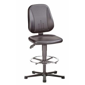 Drehstuhl 9651 ESD, Kunstleder, mit Gleiter und Fußring, Skai grau Drehstuhl 9651 ESD, Kunstleder, mit Gleiter und Fußring, Skai grau