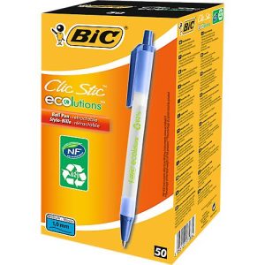 Druckkugelschreiber BIC® ECOlutions® Clic Stic, 0,4 mm, recycelt, blau, 50 Stück Druckkugelschreiber BIC® ECOlutions® Clic Stic, 0,4 mm, recycelt, blau, 50 Stück