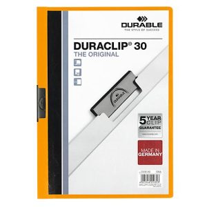 Durable Klemmmappe Duraclip, DIN A4, Kunststoff, mit Clip, orange Durable Klemmmappe Duraclip, DIN A4, Kunststoff, mit Clip, orange