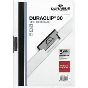 Durable Klemmmappe Duraclip, DIN A4, Kunststoff, mit Clip, weiß Durable Klemmmappe Duraclip, DIN A4, Kunststoff, mit Clip, weiß