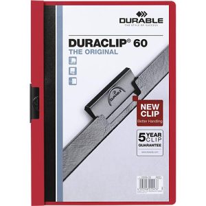 Durable Klemmmappen Duraclip, DIN A4, Kunststoff, mit Clip, rot Durable Klemmmappen Duraclip, DIN A4, Kunststoff, mit Clip, rot
