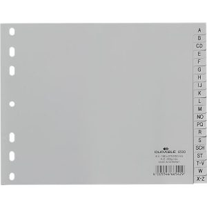 Durable Kunststoffregister, DIN A4 quer Halbformat, Buchstaben A-Z (20 Fächer), grau Durable Kunststoffregister, DIN A4 quer Halbformat, Buchstaben A-Z (20 Fächer), grau