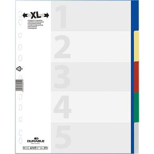 Durable PP-Register, 5 Blätter, überbreit Durable PP-Register, 5 Blätter, überbreit