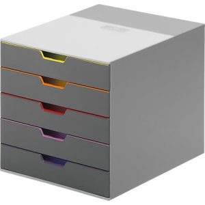 Durable Schubladenbox Varicolor, 5 Schübe, DIN C4, grau/anthrazit Durable Schubladenbox Varicolor, 5 Schübe, DIN C4, grau/anthrazit