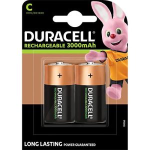 Duracell Batterie Rechargeable Baby C, Long-Life Ion Core, HR14, 1,2 V, 3000 mAh, pre-charged, im Retail Blister, 2 Stück