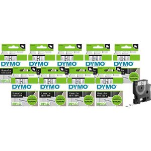 DYMO® Schriftband-Sparset 45013, Typ D1, 7 m x 12 mm, UV-beständig, reißfest, schwarz/weiß, 10 Stück DYMO® Schriftband-Sparset 45013, Typ D1, 7 m x 12 mm, UV-beständig, reißfest, schwarz/weiß, 10 Stück