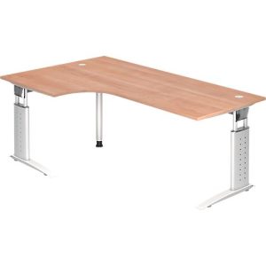 Eckschreibtisch TARVIS, B 2000 x T 1200/800 x H 680-860 mm, Gestell weiß, Nussbaum Eckschreibtisch TARVIS, B 2000 x T 1200/800 x H 680-860 mm, Gestell weiß, Nussbaum