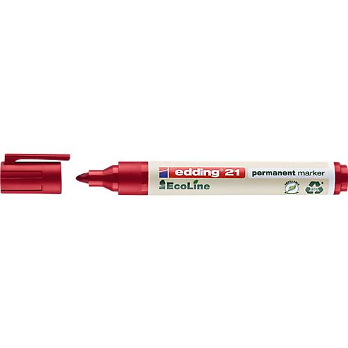 Edding 21 EcoLine Permanentmarker, nachfüllbar, Rundspitze, rot,10 Stk.