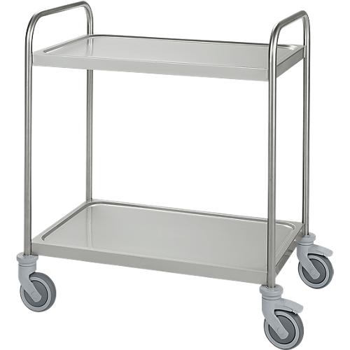 Edelstahlwagen, B 845 x T 545 mm, Vollgummi, Radgehäuse Kunststoff