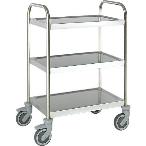 Edelstahlwagen, B675 x T445 mm, Vollgummi, Radgehäuse Kunststoff