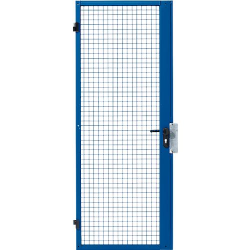 Einflügeltür, für Gittertrennsystem, Türanschlag rechts/links, B 1000 x H 2070 mm, mit Panikschloss, blau