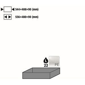 Einlegewanne für asecos Sicherheitsschränke der Q30, Q90 und S90 Serie, Polypropylen, grau, B 578 x T 500 x H 96 mm, 23 l Einlegewanne für asecos Sicherheitsschränke der Q30, Q90 und S90 Serie, Polypropylen, grau, B 578 x T 500 x H 96 mm, 23 l