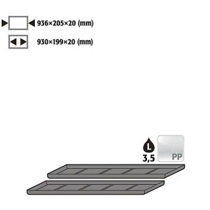 Einlegewanne für asecos Sicherheitsschränke der UB90 und UB30 Serie, Polyethylen, schwarz, B 936 x T 205 x H 20 mm, 3,5 l Einlegewanne für asecos Sicherheitsschränke der UB90 und UB30 Serie, Polyethylen, schwarz, B 936 x T 205 x H 20 mm, 3,5 l