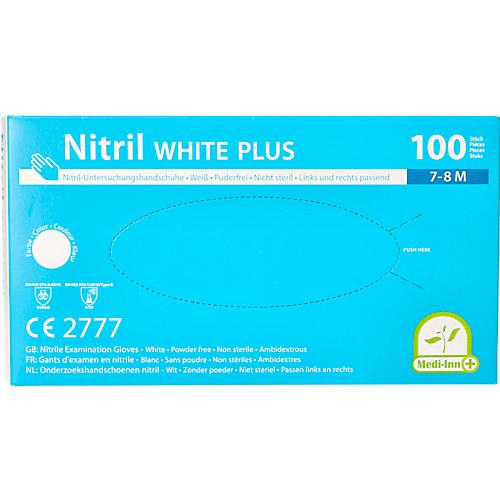 Einmalhandschuhe Medi-Inn® PS Nitril White Plus, für links/rechts, puderfrei, nicht steril, allergikergeeignet, Größe M, Nitril, weiß, 100 Stück