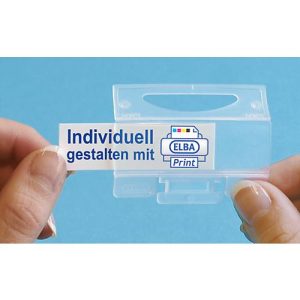 Einsteckschilder ELBA, für ELBA vertic® Komfort-Sichtreiter, 4-zeilig beschriftbar, B 58 x H 18 mm, Karton, 10 Bogen à 50 Stück Einsteckschilder ELBA, für ELBA vertic® Komfort-Sichtreiter, 4-zeilig beschriftbar, B 58 x H 18 mm, Karton, 10 Bogen à 50 Stück