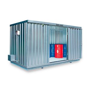 Einzel-Container Säbu SAFE TANK 1350, WGK 1-3, Volumen 1050 l, mit Auffangwanne & Gitterrost, B 4050 x T 2170 x H 2300 mm, silber Einzel-Container Säbu SAFE TANK 1350, WGK 1-3, Volumen 1050 l, mit Auffangwanne & Gitterrost, B 4050 x T 2170 x H 2300 mm, silber