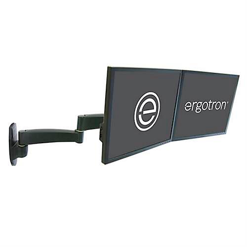 ergotron® 200 Series Dual Monitorarm, Wandmontage, für 2 Displays bis 22″ & bis 5,9 kg, um 360° drehbar, tiefenverstellbar, VESA, schwarz