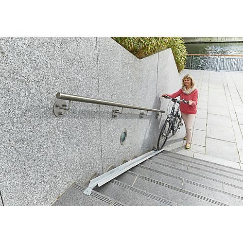 Erweiterungselement für Treppen-Fahrradrampe, L 1130 x B 125 mm, bis 25 kg, mit Befestigungslasche, Blech verzinkt