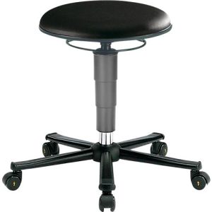 ESD Drehhocker, Kunstleder, mit Rollen, schwarz ESD Drehhocker, Kunstleder, mit Rollen, schwarz