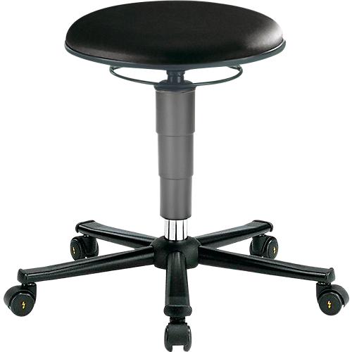 ESD Drehhocker, Kunstleder, mit Rollen, schwarz