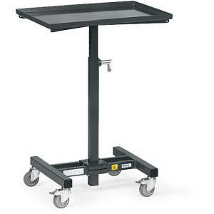 ESD-Materialständer, mit Rollen, manuell höhenverstellbar, Stahl, L 605 x B 405 x H 720-995 mm