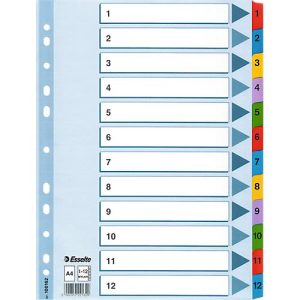 Esselte Karton-Register Mylar, Zahlen 1-12 Esselte Karton-Register Mylar, Zahlen 1-12