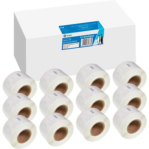 Etiketten G&G, kompatibel zu Dymo 99010/s0722370, 12x130 Stück, ablösbar, B 89 x H 28 mm, weiß