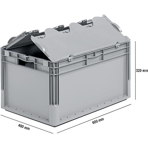 Euro Box Leichtbehälter ELB 6320, aus PP, Inhalt 64 L, mit Deckel, grau