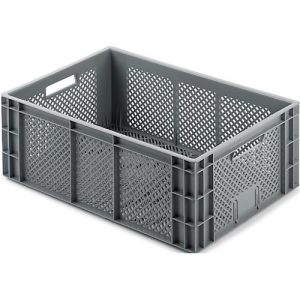 Euro Box Obst- und Gemüsekasten, lebensmittelecht, Inhalt 47,9 L, durchbrochene Version, grau Euro Box Obst- und Gemüsekasten, lebensmittelecht, Inhalt 47,9 L, durchbrochene Version, grau