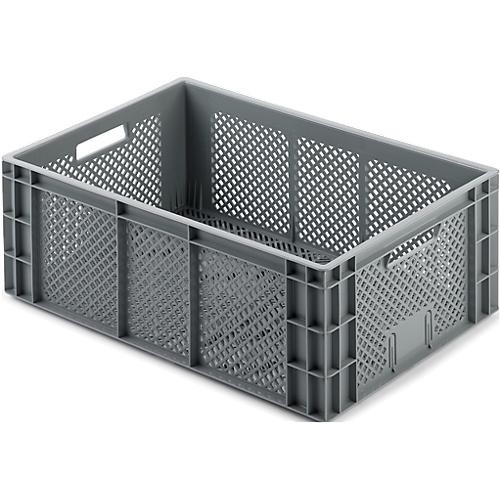 Euro Box Obst- und Gemüsekasten, lebensmittelecht, Inhalt 47,9 L, durchbrochene Version, grau