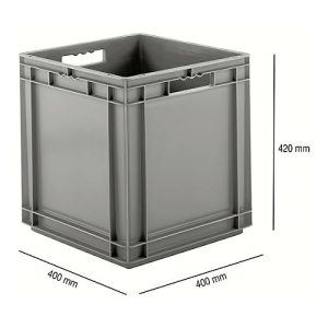 Euro Box Serie EF 4440, aus PP, Inhalt 53,9 L, geschlossene Wände, Durchfassgriff, grau Euro Box Serie EF 4440, aus PP, Inhalt 53,9 L, geschlossene Wände, Durchfassgriff, grau