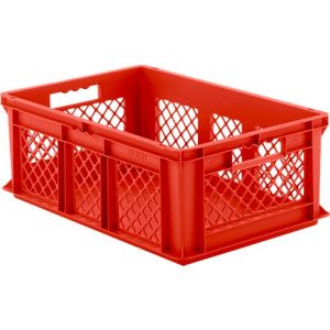 Euro Box Serie EF 6221, aus PP, Inhalt 43,5 L, durchbrochene Wände, rot, Durchfassgriff Euro Box Serie EF 6221, aus PP, Inhalt 43,5 L, durchbrochene Wände, rot, Durchfassgriff