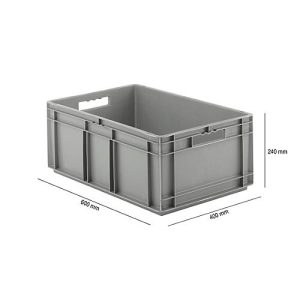 Euro Box Serie EF 6240, aus PP, Inhalt 47,5 L, geschlossene Wände, grau, Unterfassgriff Euro Box Serie EF 6240, aus PP, Inhalt 47,5 L, geschlossene Wände, grau, Unterfassgriff