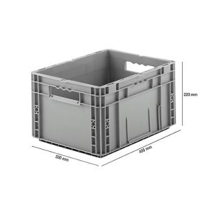 Euro Box Serie MF 4220, aus PP, Inhalt 19,7 L, Durchfassgriff, grau Euro Box Serie MF 4220, aus PP, Inhalt 19,7 L, Durchfassgriff, grau