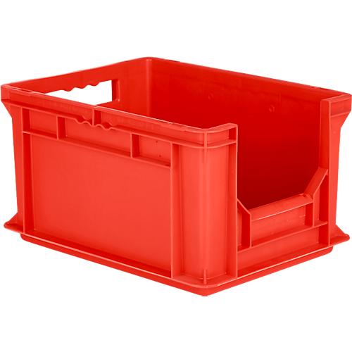 Eurobox EF 4220 F1, 20,4 l, bis 15 kg, geschlossen & halboffene Stirnwand, Durchfassgriffe, stapelbar, L 400 x B 300 x H 200 mm, Recycling-PP, rot