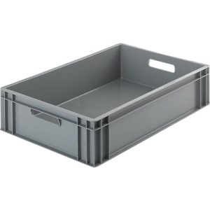 Eurokasten Ringoplast, 34 l, lebensmittelgeeignet, geschlossen, 2 Durchgriffe, L 600 x B 400 x H 143 mm, Kunststoff, grau Eurokasten Ringoplast, 34 l, lebensmittelgeeignet, geschlossen, 2 Durchgriffe, L 600 x B 400 x H 143 mm, Kunststoff, grau