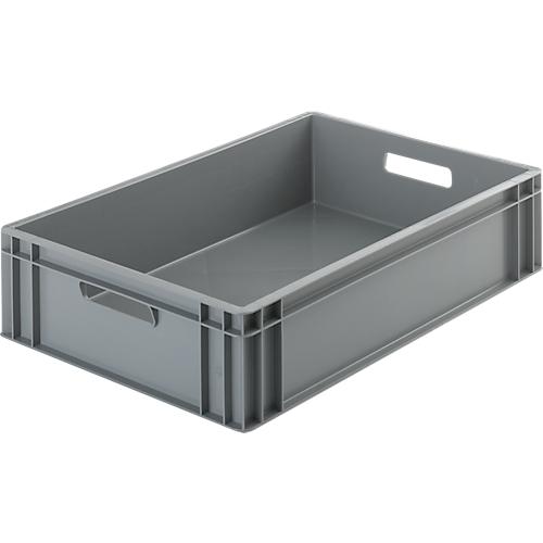 Eurokasten Ringoplast, 34 l, lebensmittelgeeignet, geschlossen, 2 Durchgriffe, L 600 x B 400 x H 143 mm, Kunststoff, grau
