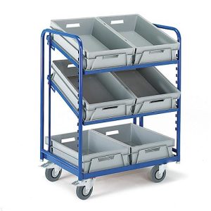 Eurokastenwagen mit offenem Rahmen und 6 Kästen, 820 x 620 mm Eurokastenwagen mit offenem Rahmen und 6 Kästen, 820 x 620 mm